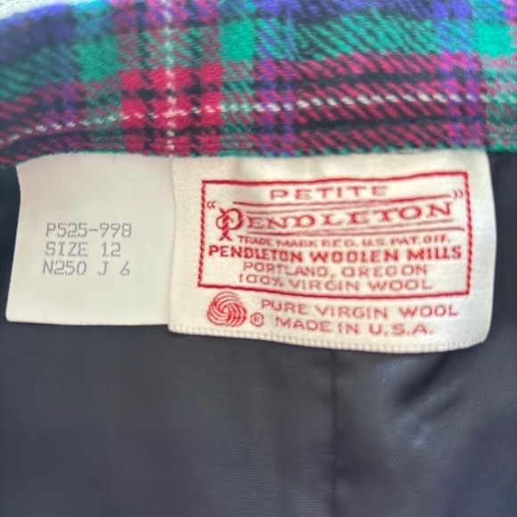 VTG Pendleton Plaid Wool Midi Skirt Womens 12P Lined Pleaded Pockets Made in USA - Picture 10 of 12